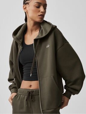 NWT ALO Yoga Accolade Full Zip Hoodie in Olive Tree sz M